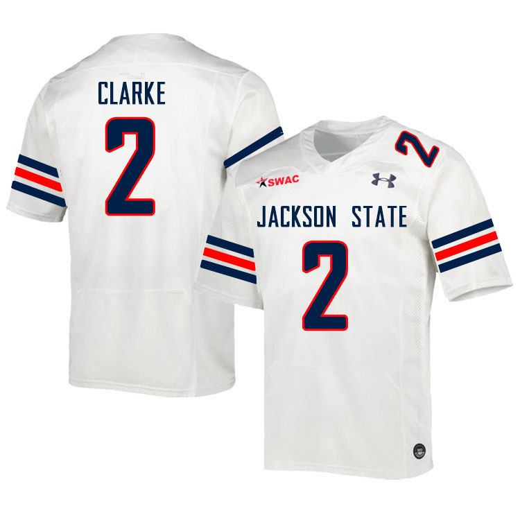 Men-Youth #2 Joshua Clarke Jackson State Tigers 2023 College Football Jerseys Stitched Sale-White